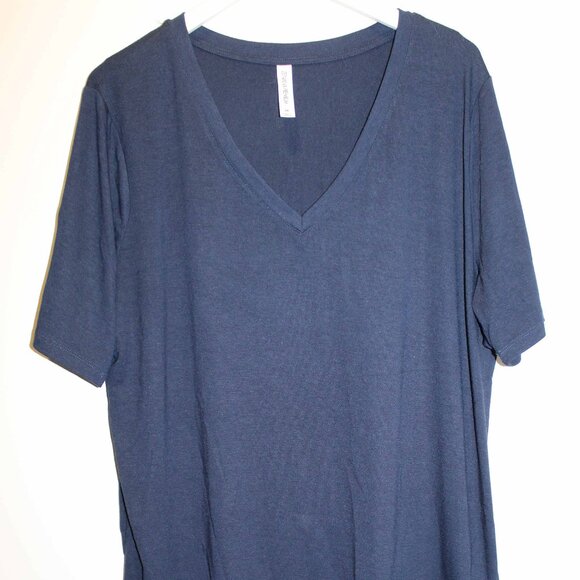 Navy Zenana Premium V-Neck T-Shirt - Sz 3X - Picture 1 of 3